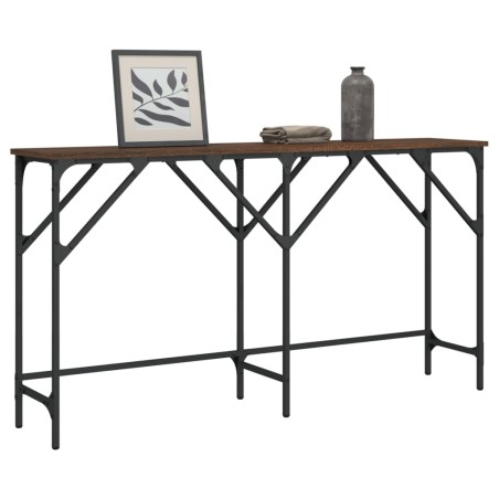 vidaXL Mesa consola madera de ingeniería roble marrón 140x29x75 cm
