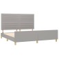 vidaXL Estructura de cama con cabecero tela gris claro 160x200 cm