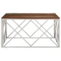 vidaXL Mesa de centro de acero inoxidable plateado y madera maciza vidaXL Mesa de centro de acero inoxidable plateado y madera maciza