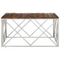 vidaXL Mesa de centro de acero inoxidable plateado y madera maciza vidaXL Mesa de centro de acero inoxidable plateado y madera maciza