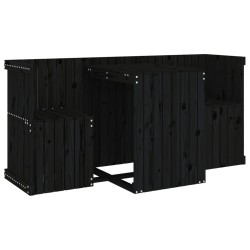 vidaXL Juego de balcón 2 plazas madera maciza de pino negro