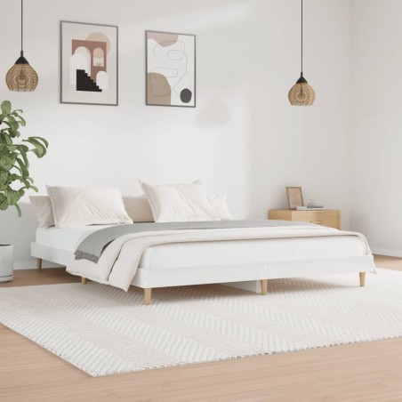 vidaXL Estructura de cama madera contrachapada blanco brillo 200x200cm