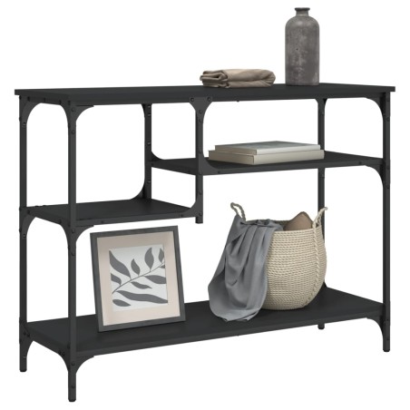 vidaXL Mesa consola con estantes negro 100x35x75 cm