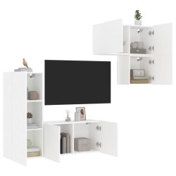 vidaXL Muebles de TV de pared 4 piezas madera de ingeniería blanco