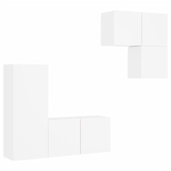 vidaXL Muebles de TV de pared 4 piezas madera de ingeniería blanco
