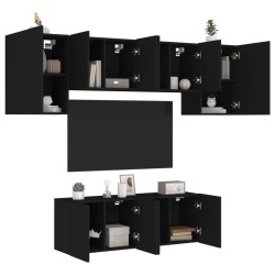 vidaXL Muebles de TV de pared 6 piezas madera de ingeniería negro