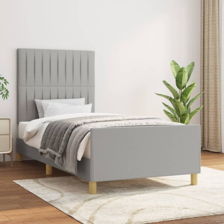 vidaXL Estructura de cama con cabecero de tela gris claro 80x200 cm