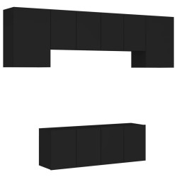 vidaXL Muebles de TV de pared 6 piezas madera de ingeniería negro