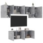 vidaXL Muebles de TV de pared 6 pzas madera ingeniería gris hormigón