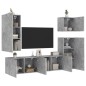 vidaXL Muebles de TV de pared 5 pzas madera ingeniería gris hormigón vidaXL Muebles de TV de pared 5 pzas madera ingeniería gris hormigón