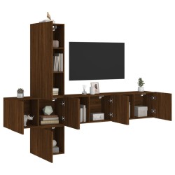 vidaXL Muebles de TV de pared 5 pzas madera de ingeniería marrón roble