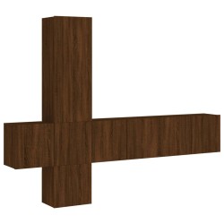 vidaXL Muebles de TV de pared 5 pzas madera de ingeniería marrón roble