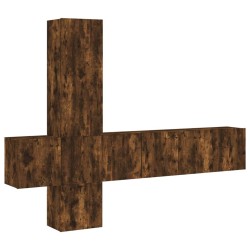 vidaXL Muebles de TV de pared 5 pzas madera ingeniería roble ahumado