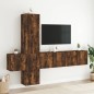 vidaXL Muebles de TV de pared 5 pzas madera ingeniería roble ahumado vidaXL Muebles de TV de pared 5 pzas madera ingeniería roble ahumado