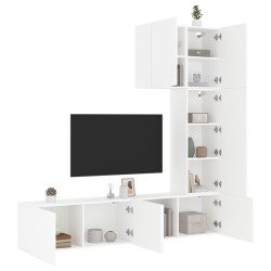 vidaXL Muebles de TV de pared 5 piezas madera de ingeniería blanco