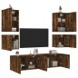 vidaXL Muebles de TV de pared 6 pzas madera ingeniería roble ahumado vidaXL Muebles de TV de pared 6 pzas madera ingeniería roble ahumado