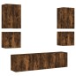 vidaXL Muebles de TV de pared 6 pzas madera ingeniería roble ahumado vidaXL Muebles de TV de pared 6 pzas madera ingeniería roble ahumado