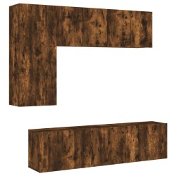 vidaXL Muebles de TV de pared 5 pzas madera ingeniería roble ahumado