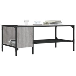 vidaXL Mesa centro estante madera ingeniería Sonoma gris 100x51x40 cm