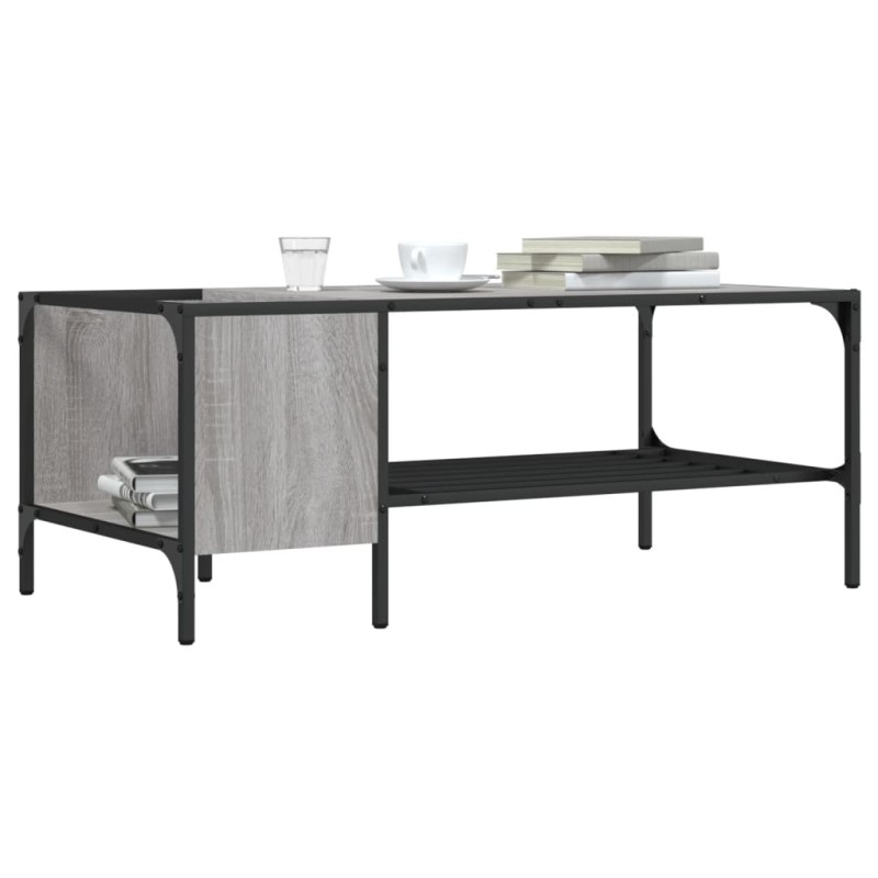 vidaXL Mesa centro estante madera ingeniería Sonoma gris 100x51x40 cm vidaXL Mesa centro estante madera ingeniería Sonoma gris 100x51x40 cm