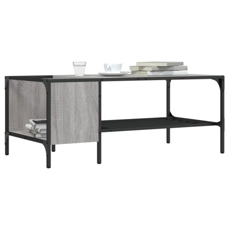 vidaXL Mesa centro estante madera ingeniería Sonoma gris 100x51x40 cm