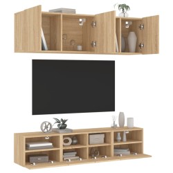 vidaXL Muebles de TV de pared 5 pzas madera de ingeniería roble Sonoma