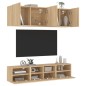 vidaXL Muebles de TV de pared 5 pzas madera de ingeniería roble Sonoma