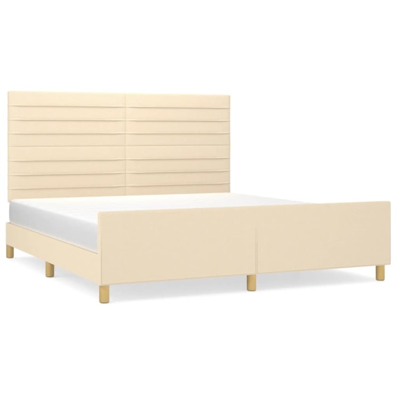 vidaXL Estructura de cama con cabecero de tela color crema 180x200 cm