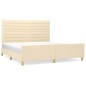 vidaXL Estructura de cama con cabecero de tela color crema 180x200 cm