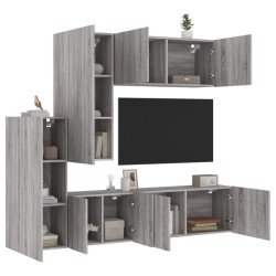 vidaXL Muebles de TV de pared 5 pzas madera de ingeniería gris Sonoma