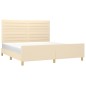 vidaXL Estructura de cama con cabecero de tela color crema 180x200 cm