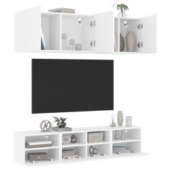 vidaXL Muebles de TV de pared 5 piezas madera de ingeniería blanco