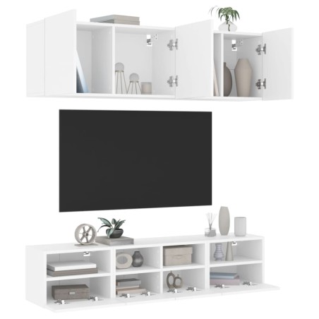 vidaXL Muebles de TV de pared 5 piezas madera de ingeniería blanco