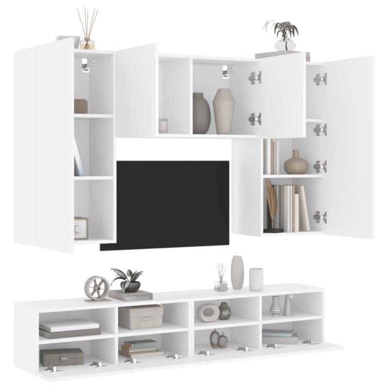 vidaXL Muebles de TV de pared 5 piezas madera de ingeniería blanco