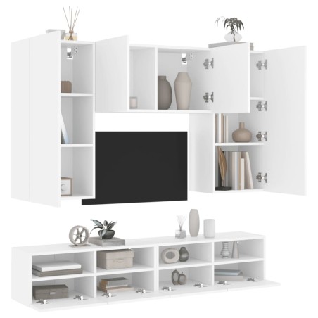 vidaXL Muebles de TV de pared 5 piezas madera de ingeniería blanco