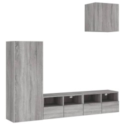 vidaXL Muebles de TV de pared 4 pzas madera de ingeniería gris Sonoma