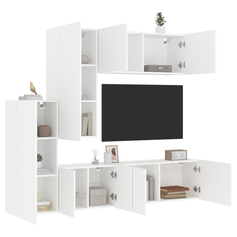 vidaXL Muebles de TV de pared 5 piezas madera de ingeniería blanco vidaXL Muebles de TV de pared 5 piezas madera de ingeniería blanco