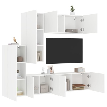 vidaXL Muebles de TV de pared 5 piezas madera de ingeniería blanco