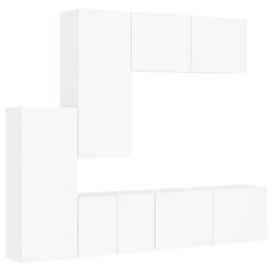 vidaXL Muebles de TV de pared 5 piezas madera de ingeniería blanco
