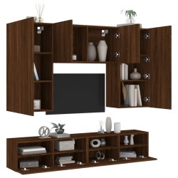 vidaXL Muebles de TV de pared 5 pzas madera de ingeniería marrón roble