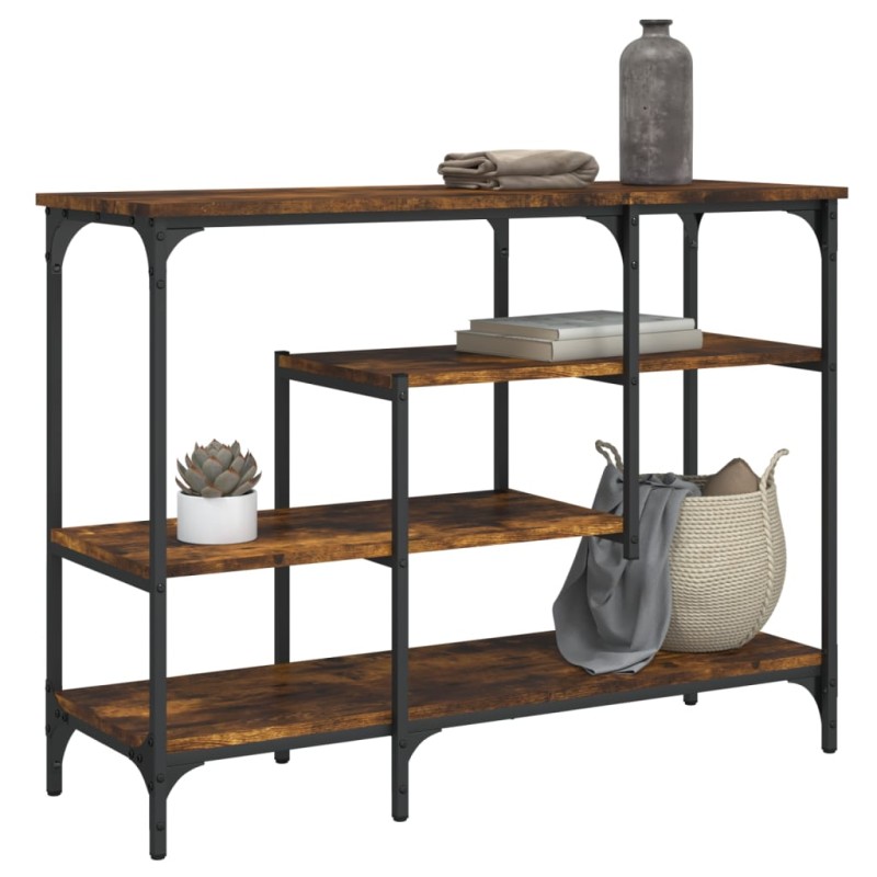 vidaXL Mesa consola con estantes roble ahumado 100x35x75 cm vidaXL Mesa consola con estantes roble ahumado 100x35x75 cm