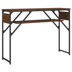 vidaXL Mesa consola estante madera ingeniería marrón roble 105x30x75cm