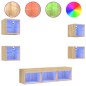 vidaXL Muebles TV pared con LED 7 pzas madera ingeniería roble Sonoma