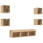 vidaXL Muebles TV pared con LED 7 pzas madera ingeniería roble Sonoma