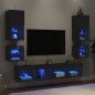 vidaXL Muebles de TV de pared con LED 8 pzas madera ingeniería negro vidaXL Muebles de TV de pared con LED 8 pzas madera ingeniería negro