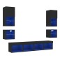 vidaXL Muebles de TV de pared con LED 8 pzas madera ingeniería negro vidaXL Muebles de TV de pared con LED 8 pzas madera ingeniería negro