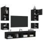 vidaXL Muebles de TV de pared con LED 8 pzas madera ingeniería negro vidaXL Muebles de TV de pared con LED 8 pzas madera ingeniería negro