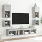 vidaXL Muebles TV pared con LED 8 pzas madera ingeniería gris hormigón