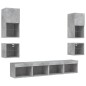 vidaXL Muebles TV pared con LED 8 pzas madera ingeniería gris hormigón