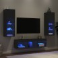 vidaXL Muebles de TV de pared con LED 5 pzas madera ingeniería negro vidaXL Muebles de TV de pared con LED 5 pzas madera ingeniería negro
